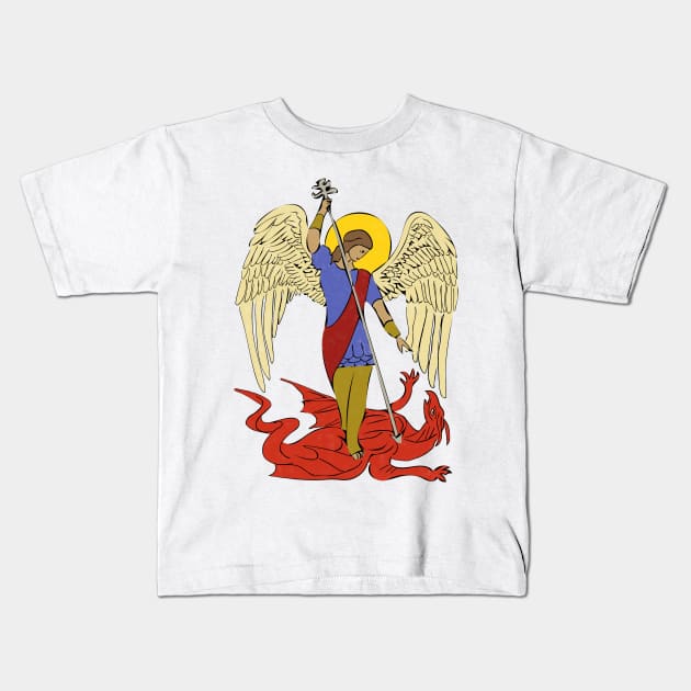 Saint Michael and Satan Kids T-Shirt by moanlisa